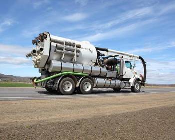 Pumper truck on a highway. Motion blurFor similar pictures go to